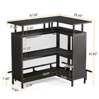 L-Shaped Home Bar Unit with Glass Holders