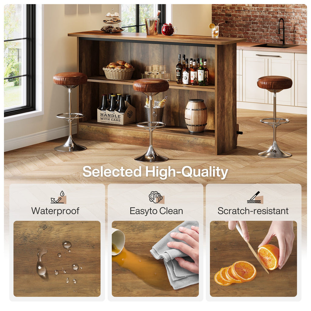 63" 2-Tier Home Bar Cabinet with Footrest