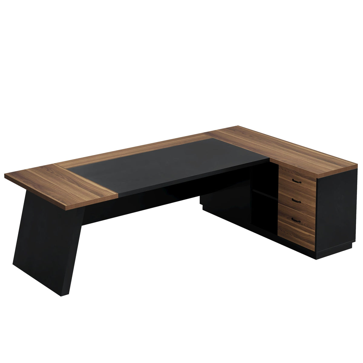 78" L-Shaped Executive Desk with File Cabinet
