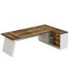 78" L-Shaped Executive Desk with File Cabinet