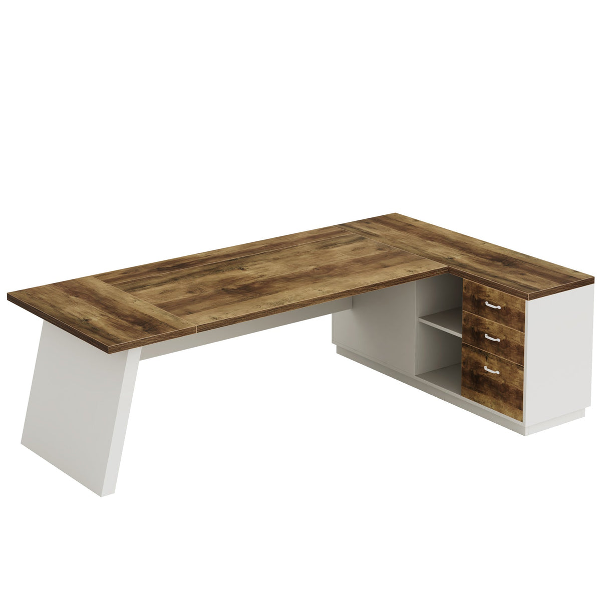 78" L-Shaped Executive Desk with File Cabinet