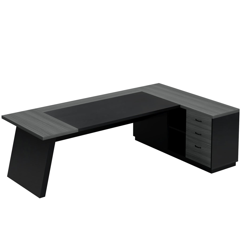 78" L-Shaped Executive Desk with File Cabinet