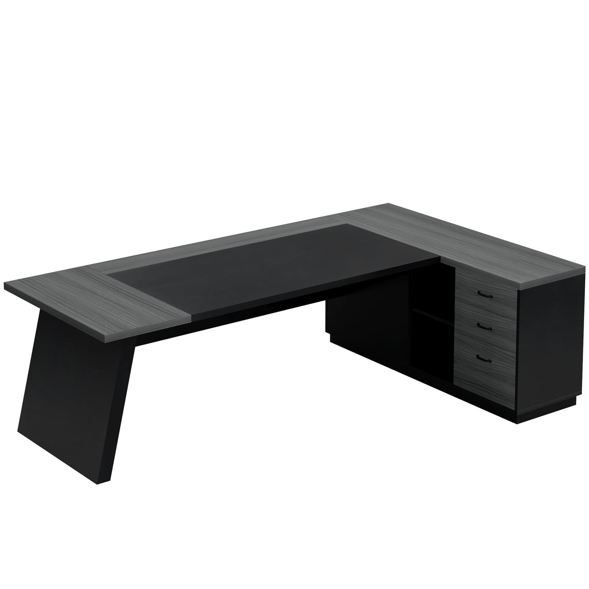 78" L-Shaped Executive Desk with File Cabinet