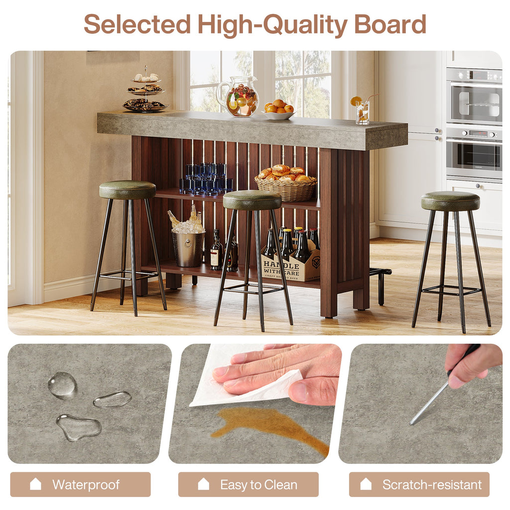 Modern 2-Tier Home Bar Unit with Footrest