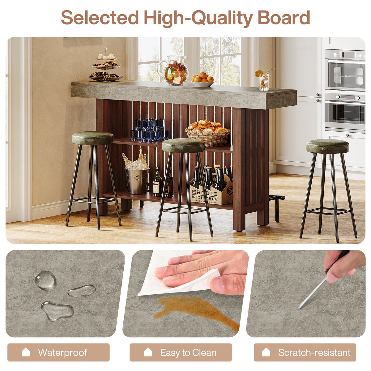 Modern 2-Tier Home Bar Unit with Footrest