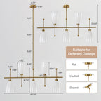 5-Light Modern Linear Chandelier, Kitchen Island Pendant Light with Gradient Frosted Glass Shades(E12 Bulbs Not Included)