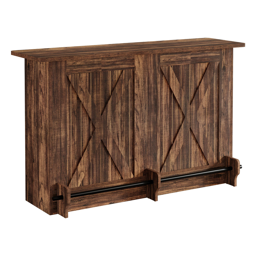 63" 2-Tier Home Bar Cabinet with Footrest