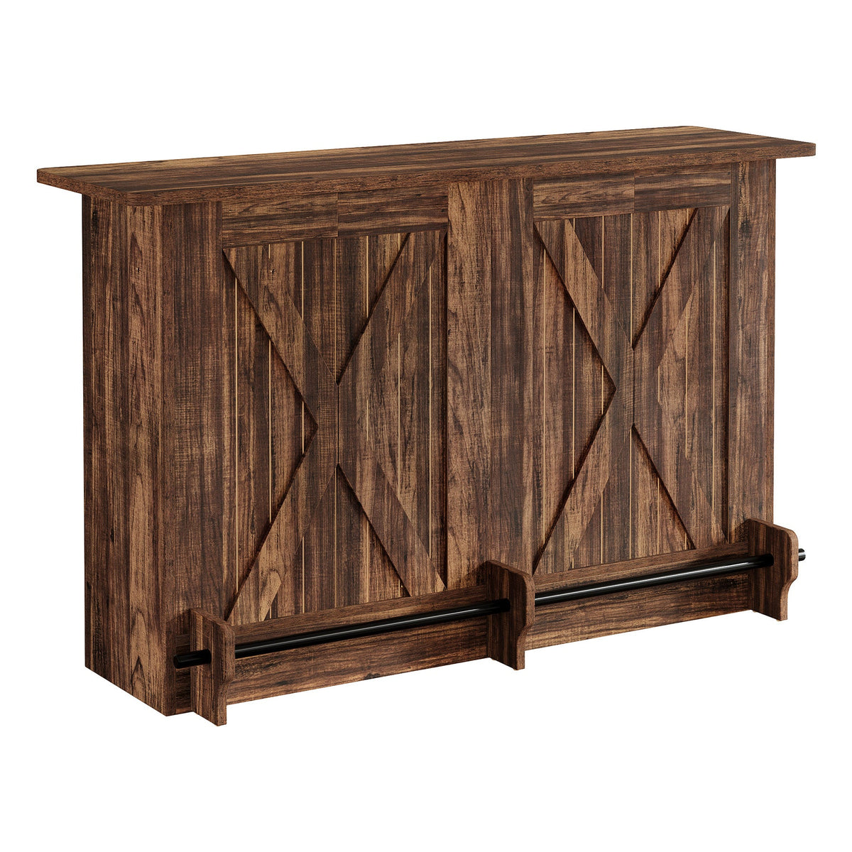 63" 2-Tier Home Bar Cabinet with Footrest
