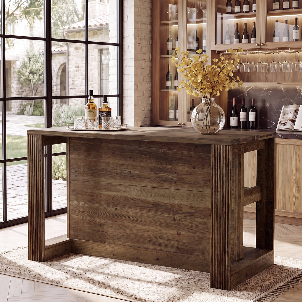 55" Solid Wood Home Bar Table