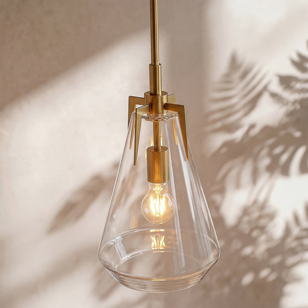 8.5" Single Pendant Light , Modern Hanging Light Fixture with Clear Glass Shade
