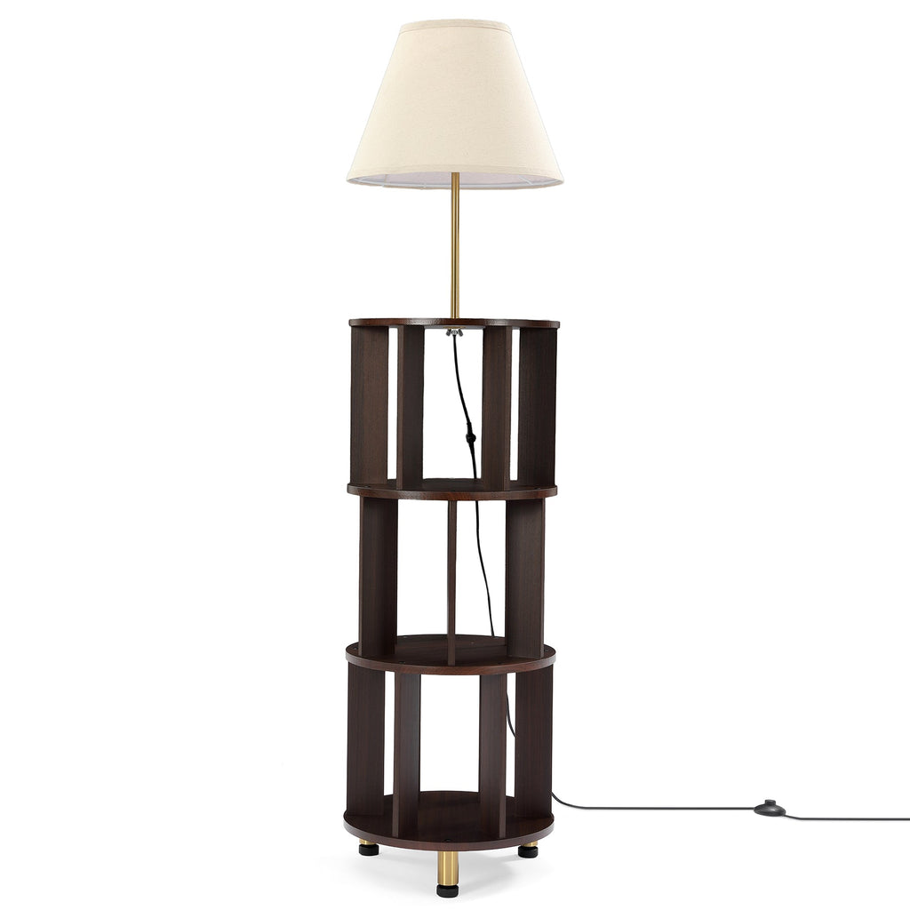 Floor Lamp with 3-Tier Open Bookshelf, 62.2" Tall Standing Lamp for Home Office