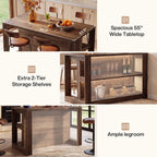55" Solid Wood Home Bar Table