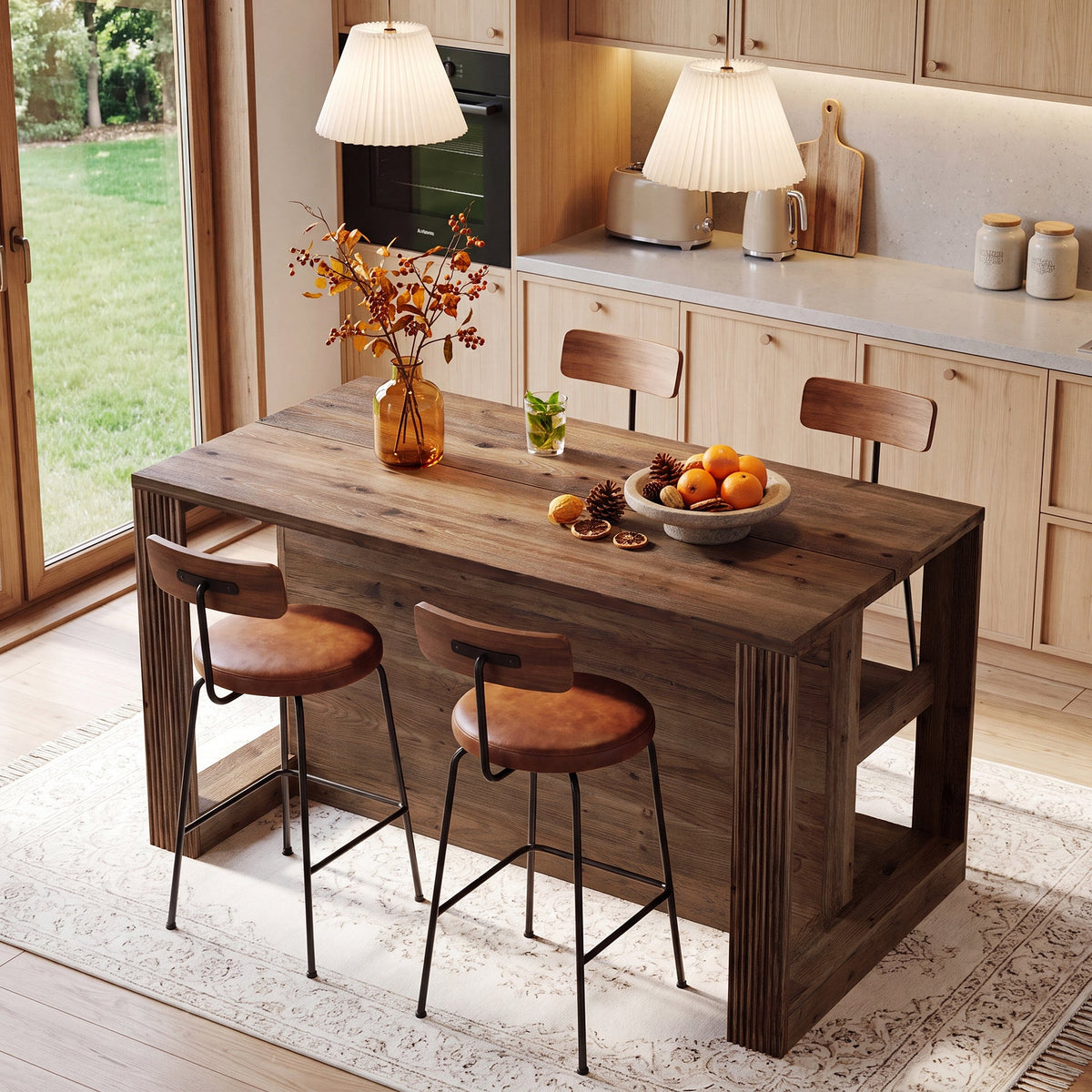 55" Solid Wood Home Bar Table