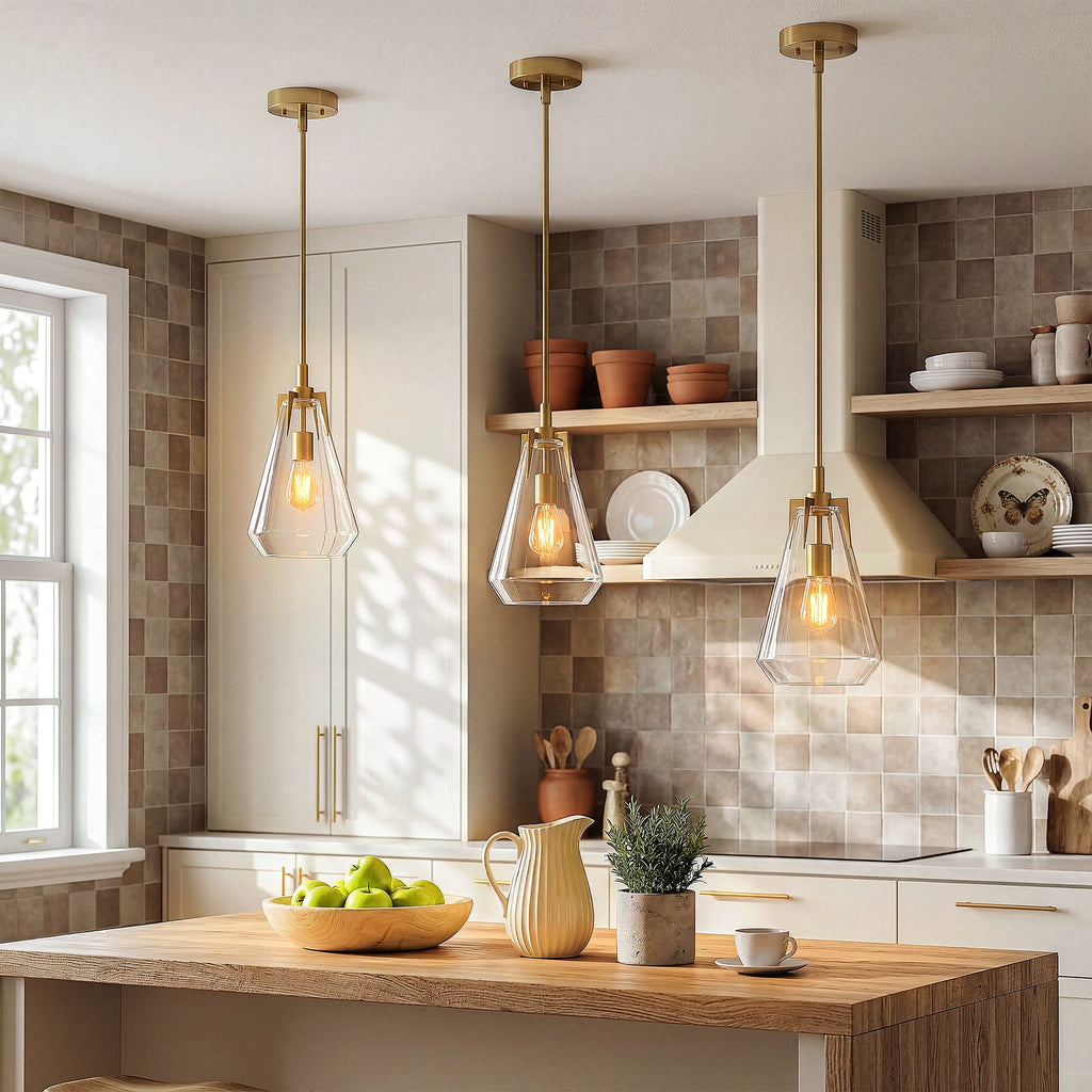 8.5" Single Pendant Light , Modern Hanging Light Fixture with Clear Glass Shade