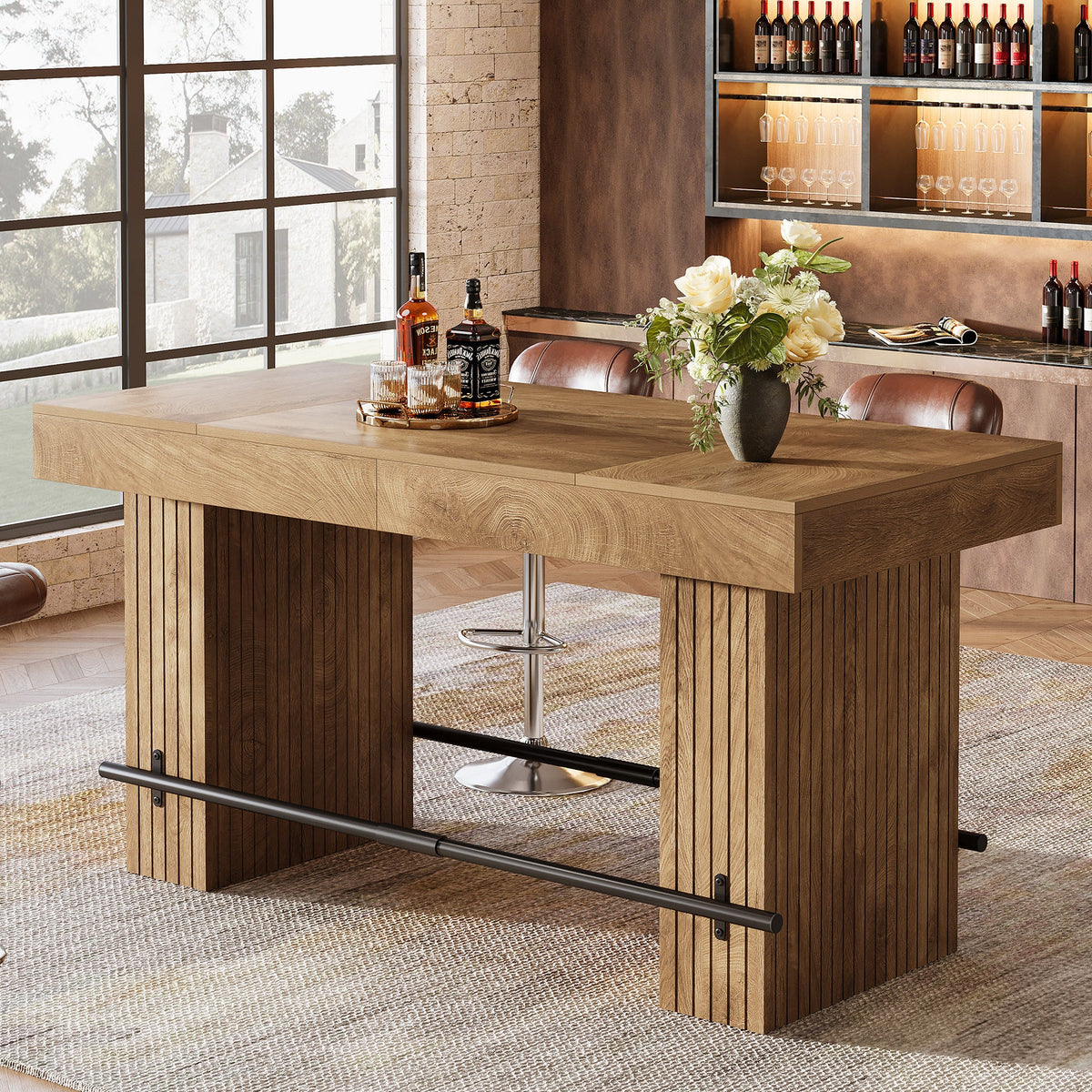 62.2" Industrial Counter Height Bar Table