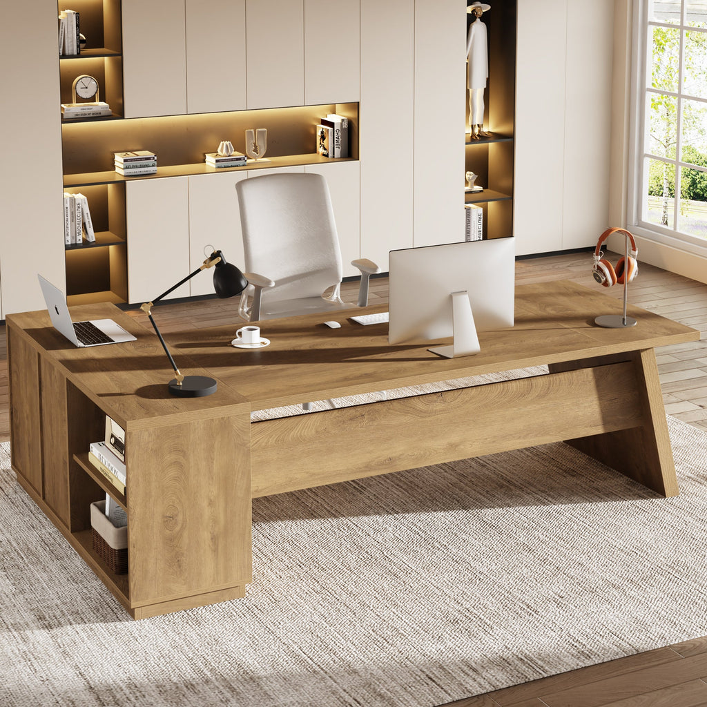 78" L-Shaped Executive Desk with File Cabinet