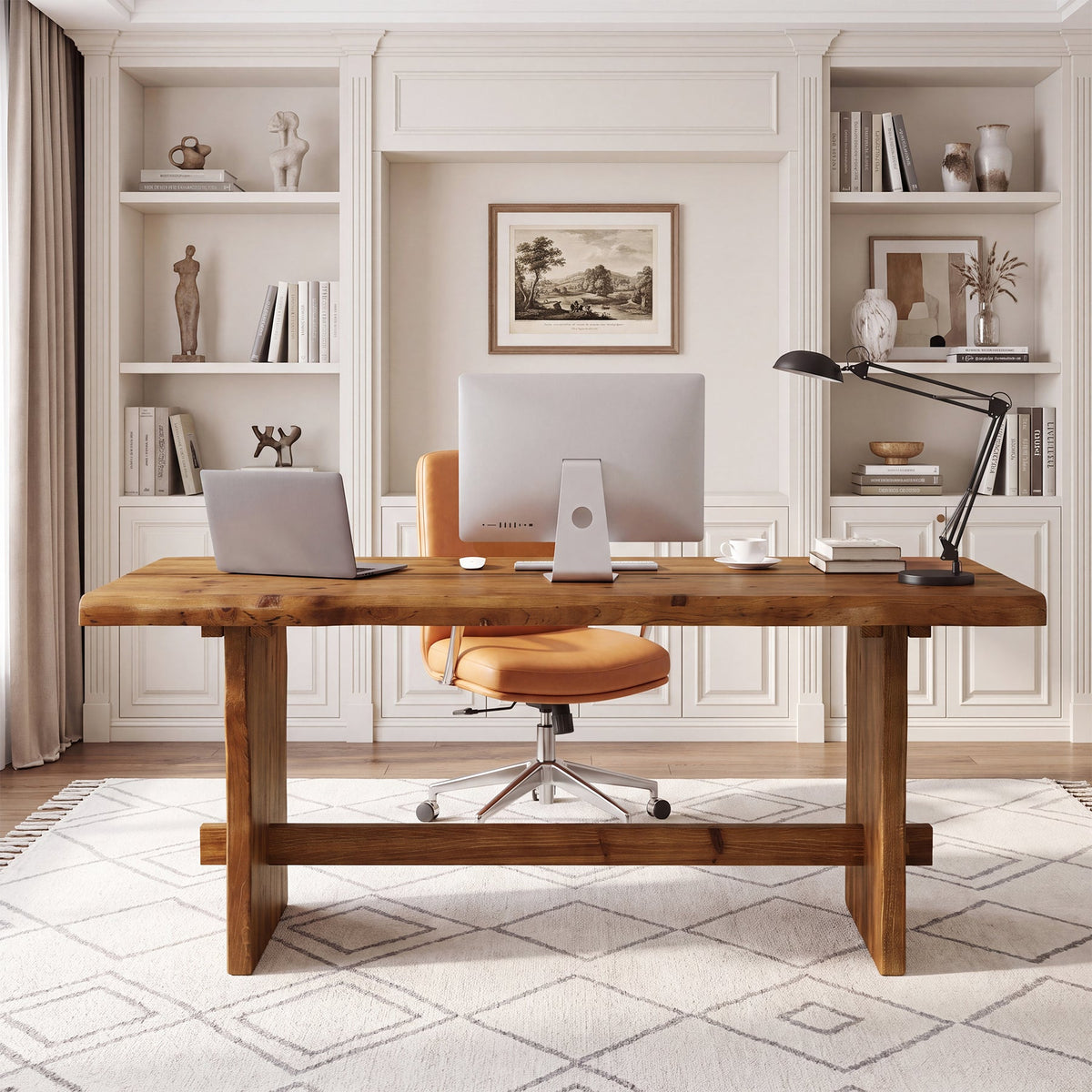 63" Live Edge Solid Wood Executive Desk