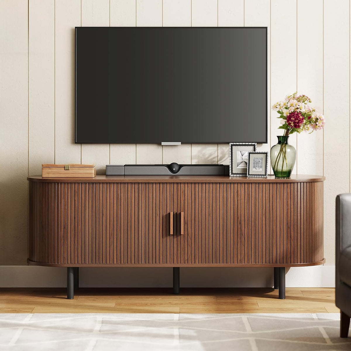 Marlow 63in Sliding Flutted Door TV Stand