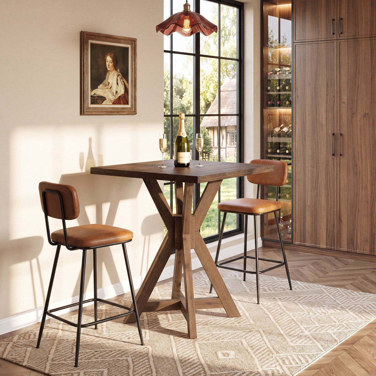 31.5" Solid Fir Wood Square Bar Table