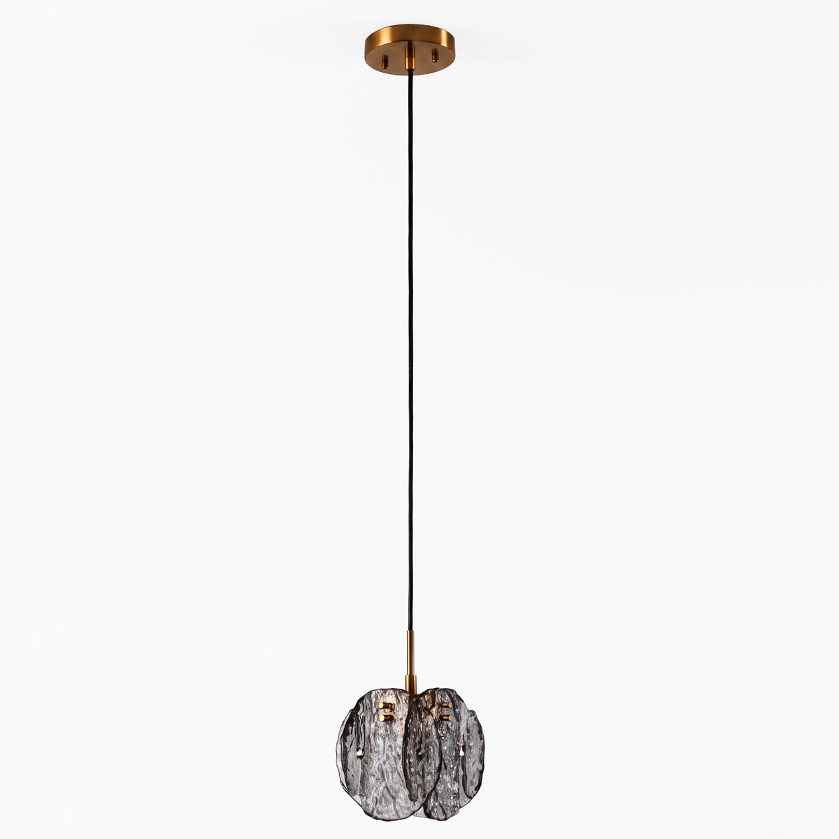 1-Light Pendant Light with Smoky Glass Shade & Adjustable Height