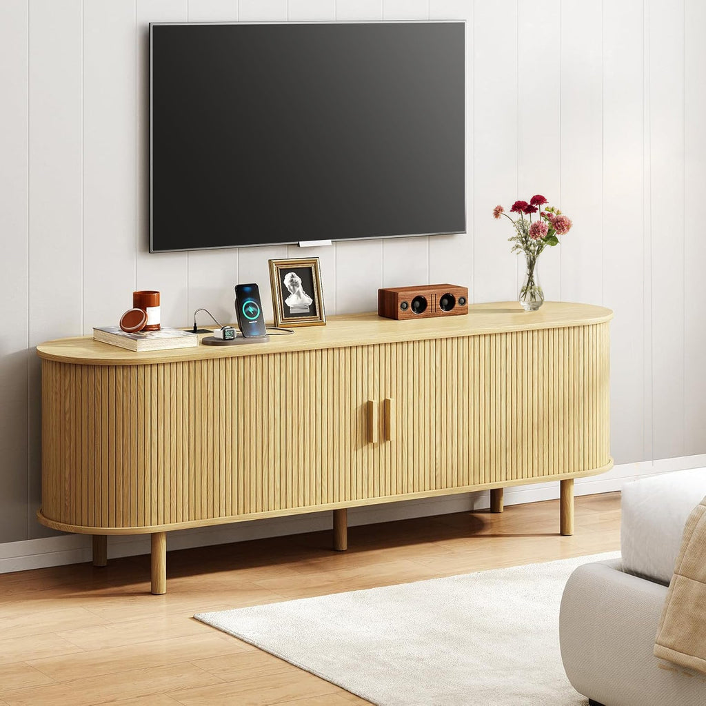 Marlow 63in Sliding Flutted Door TV Stand