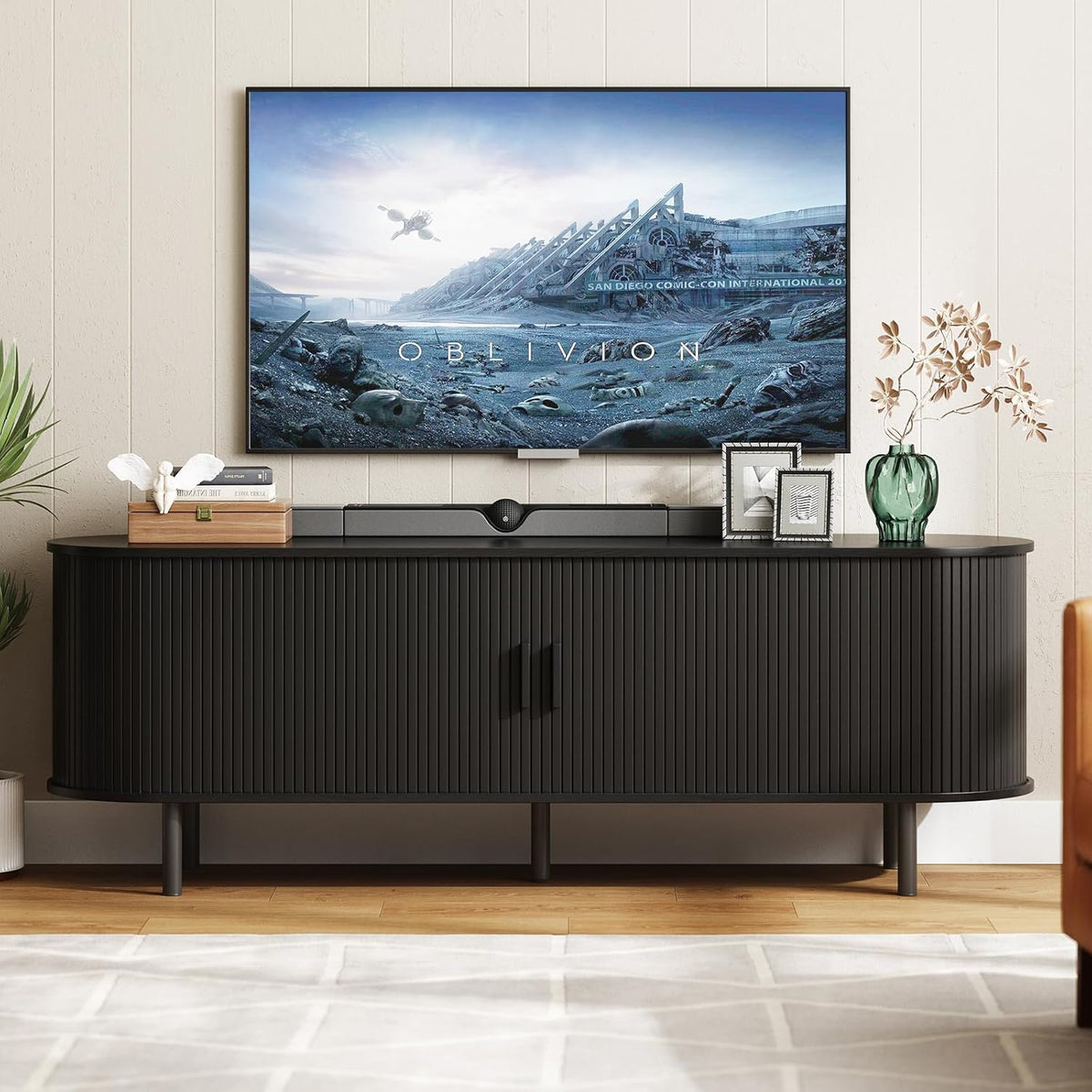 Marlow 63in Sliding Flutted Door TV Stand