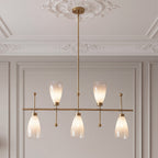 5-Light Modern Linear Chandelier, Kitchen Island Pendant Light with Gradient Frosted Glass Shades(E12 Bulbs Not Included)