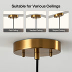 1-Light Pendant Light with Smoky Glass Shade & Adjustable Height