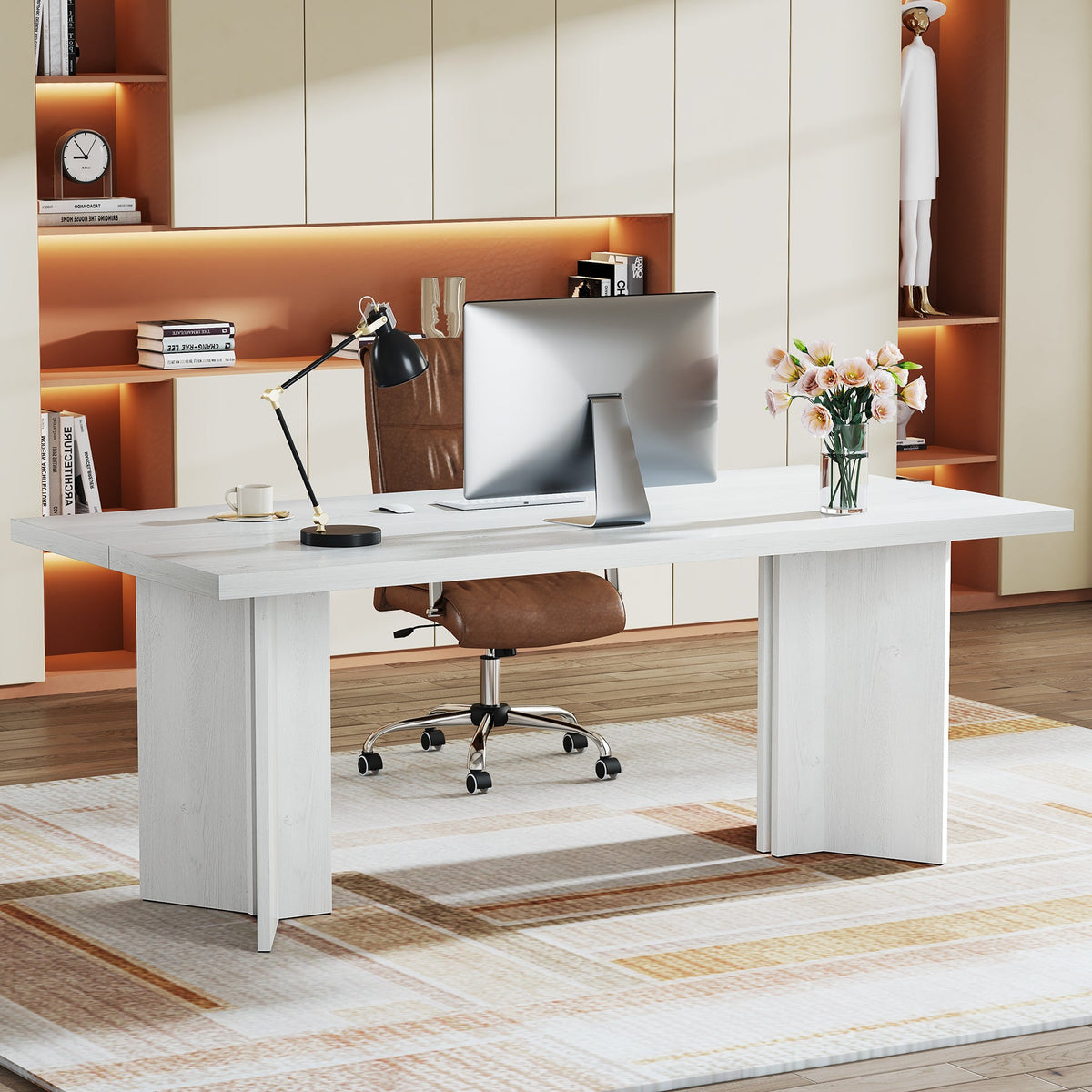 63" Farmhouse Executive Desk, Large Tabletop