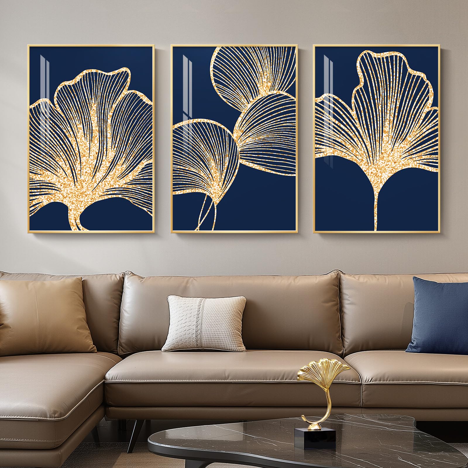 Ginkgo Navy Leaf Wall Art