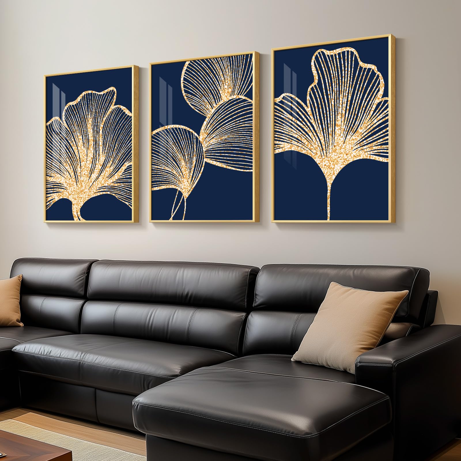 Ginkgo Navy Leaf Wall Art