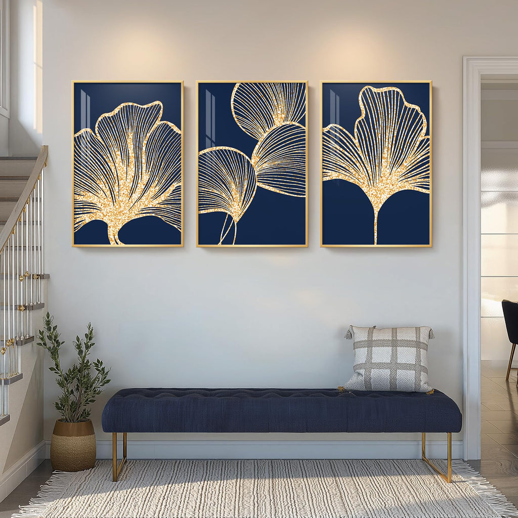 Ginkgo Navy Leaf Wall Art