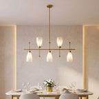 5-Light Modern Linear Chandelier, Kitchen Island Pendant Light with Gradient Frosted Glass Shades(E12 Bulbs Not Included)