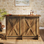63" 2-Tier Home Bar Cabinet with Footrest