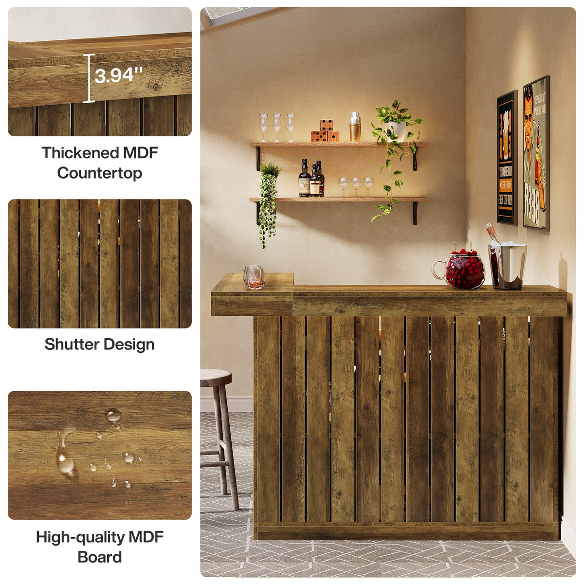 L-Shaped 4-Tier Corner Liquor Bar Table