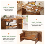 63" Live Edge Solid Wood Executive Desk