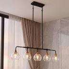 5-Light Pendant Lights, Kitchen Island Chandelier with Clear Crackle Glass Shades & Adjustable Height