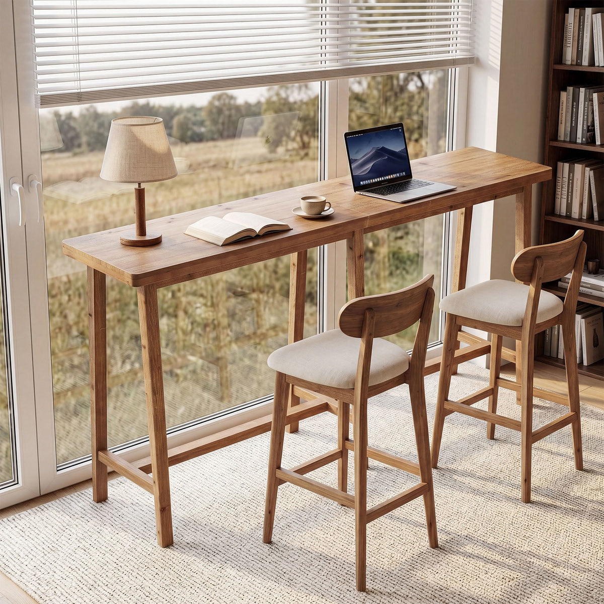 78.7" Solid Wood Rectangular Bar Table