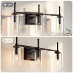 3-Light Vanity Light Fixture, Modern Bathroom Wall Sconce with Clear Glass Shades