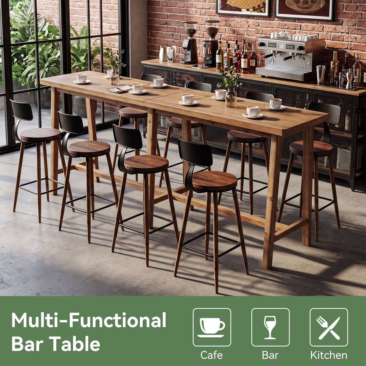 78.7" Solid Wood Rectangular Bar Table
