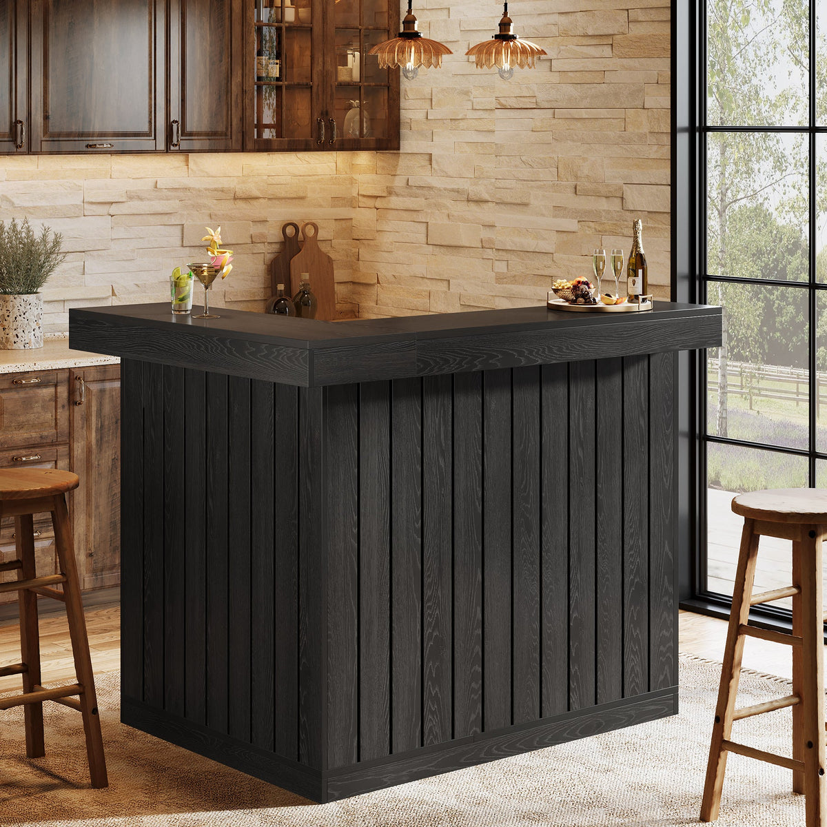 L-Shaped 4-Tier Corner Liquor Bar Table