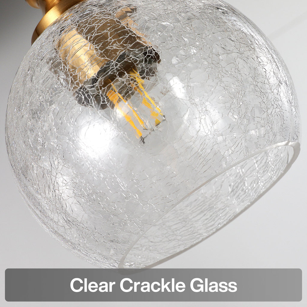 5-Light Pendant Lights, Kitchen Island Chandelier with Clear Crackle Glass Shades & Adjustable Height