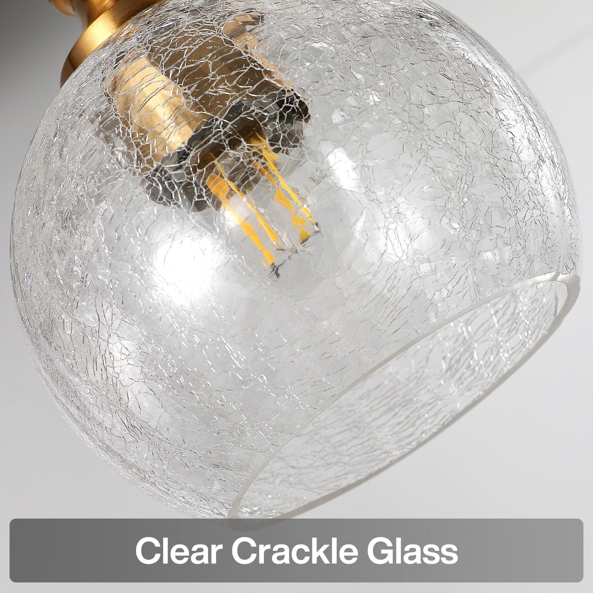 5-Light Pendant Lights, Kitchen Island Chandelier with Clear Crackle Glass Shades & Adjustable Height
