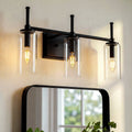3-Light Vanity Light Fixture, Modern Bathroom Wall Sconce with Clear Glass Shades