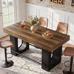 63" Industrial Bar Table with Metal Footrest