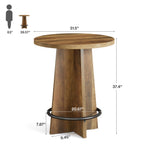 37.4" Wooden Bistro Table with Footrest