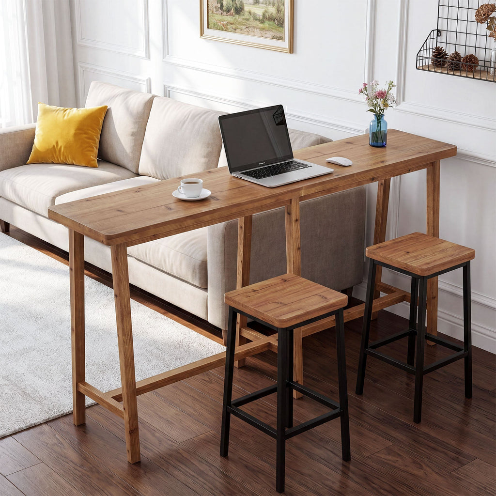 78.7" Solid Wood Rectangular Bar Table