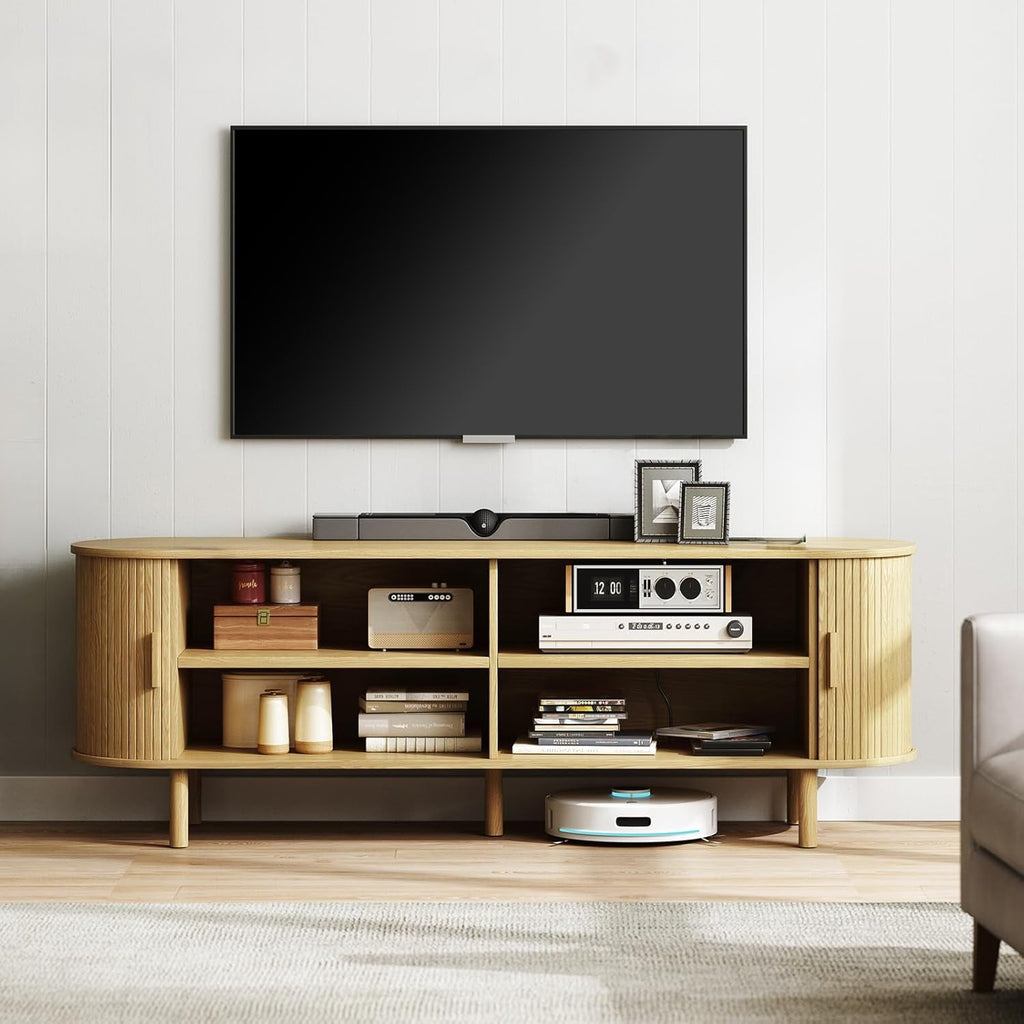 Marlow 63in Sliding Flutted Door TV Stand