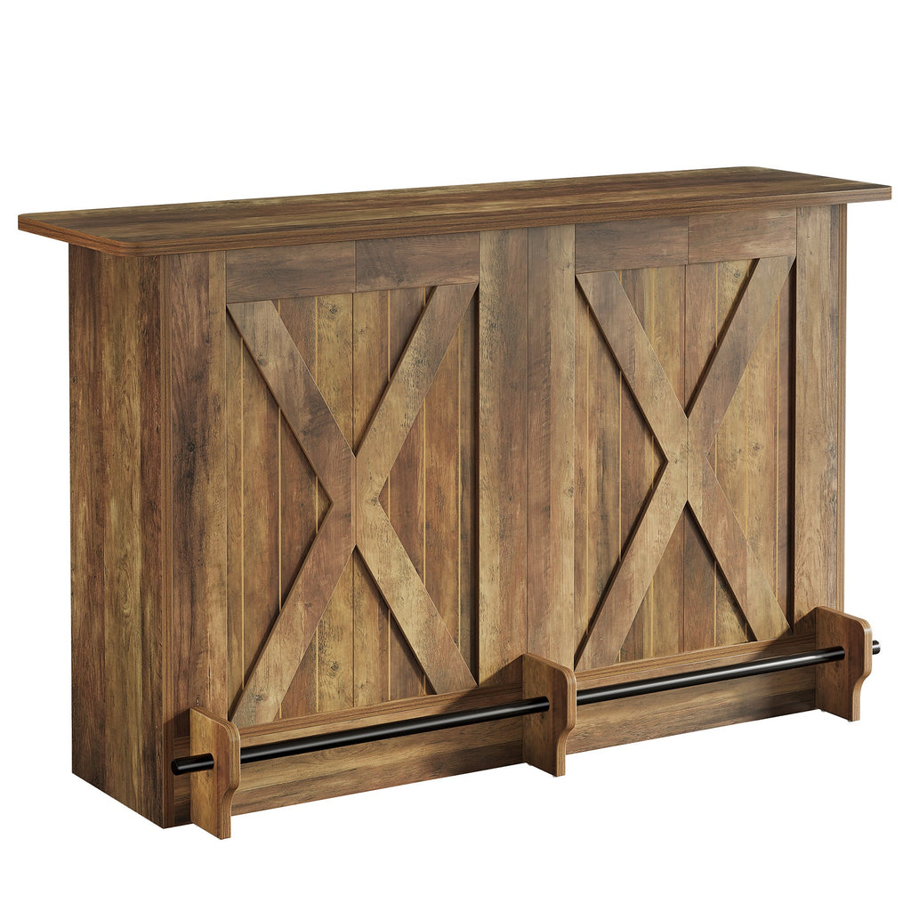 63" 2-Tier Home Bar Cabinet with Footrest