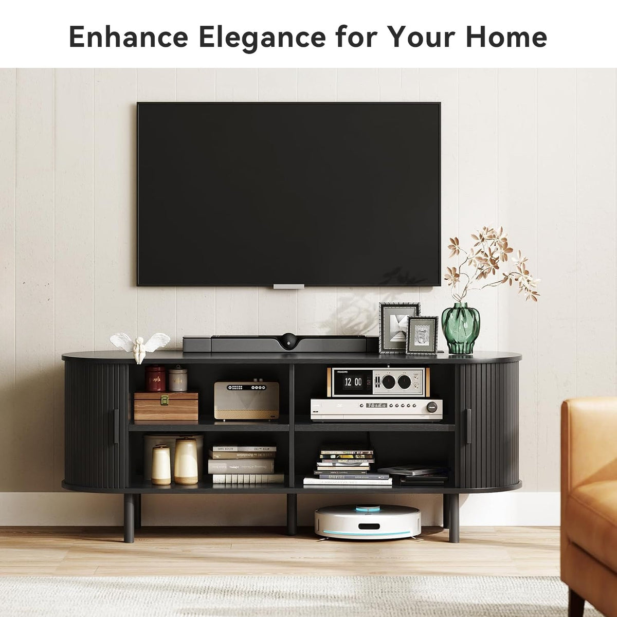 Marlow 63in Sliding Flutted Door TV Stand